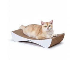 Kitty Town Mia Small – Krabkarton Sofa Krabplank Kat - Wit - Krabmeubel - Krabplank - Krabmat - Krabpaal karton - 50x10x24cm