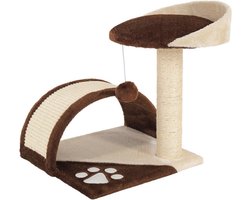 Klein kat speel- en krabpaal met pluche bal en krabboog - 43 cm hoog, comfortabel en stabiel