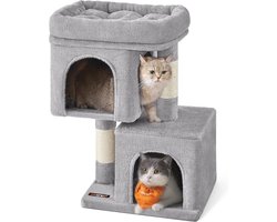 Klein Krabpaal 67cm Kattenhuis voor Kittens tot 3kg - Groot Platform - Sisalpalen - Lichtgrijs