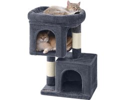 Kleine kattenboom - 67 cm - kattenboom voor kittens - 3 kg - groot platform - sisalstammen - rookgrijs