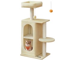 Kleine krabpaal - Met 2 holen en 1 platform – Zandbeige