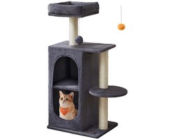 Kleine krabpaal met 2 holtes en 1 platform, donkergrijs