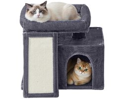 Krabpaal: Kleine krabpaal met krabplank - 51 x 39,2 x 46,4 cm - Donkergrijs
