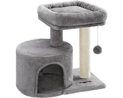 Kleine Krabpaal met Krabstam en Kattenmand voor Kittens in Lichtgrijs