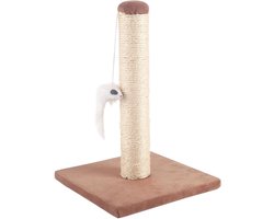 Kleine sisal krabpaal voor katten met speeltje - 35cm hoog bruin