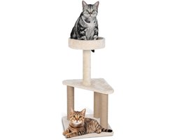 Klimactiviteit voor grote en kleine katten - Kattenboom toren met krasposten en grappige tickler - Ruimvallend perk - Beige - 40 x 80 cm