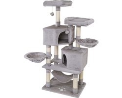 Klimboom en Krabpaal voor Katten met Luxe Ligplaatsen en Grotten