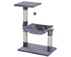 Klimboom Kattenboom Krabpaal met sisalzuil Pluche hangmat Spaanplaat Grijs 50 x 36 x 70 cm