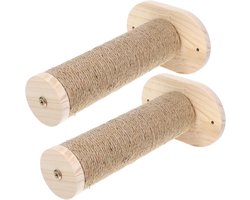 Klimpaal Set - Klimmuur Trappen - Katten Verrijking - Massief Hout - 28x28x28cm - Multi