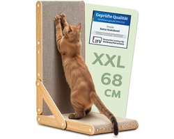 Knupis Kattenkrabplank Groot 68 cm - FSC®-gecertificeerde krabplank voor katten ter verzorging van hun klauwen - Tot 2 jaar krabplezier - Eenvoudig te monteren - Omkeerbaar L-vormig ontwerp - Bescherming voor bank en muur