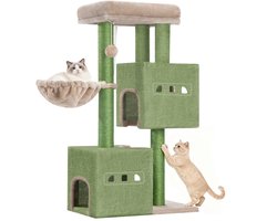 Krabpaal: Krabbapit, 98 cm Stabiele Kattenboom, Kattenkrabpaal met Groot Liggend Gebied, Kattenhol, Sisalpalen, Mand, Pluche Ballen, Kattenmeubel Speelboom