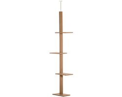 Krabboom Krabpaal Krabplatform Verstelbaar Hoogteontwerp Met Actief Platform en Krabgebied Geschikt voor Katten tot 4 kg 43x27x228-260 cm Bruin Spaanplaat