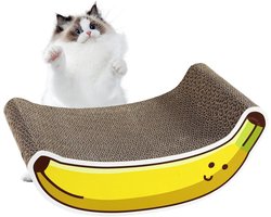 Krabplank: Krabdoos voor katten - Krabpaal karton - Bescherming meubels - Creatief design - 37 x 21 x 15 cm - Banaan