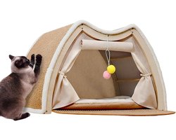 Krabhuis voor Katten - Katten Tent - Spelen en Rusten - Sisal Krabplank - 50x40x40 cm - Bruin