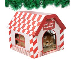 Krabhuis voor katten - Kattenhuis karton - Spelen en rusten - Duurzaam golfkarton - 48 x 41 x 41 cm
