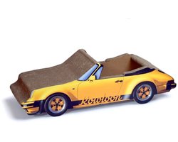 Krabplank: Krabkarton Porsche - katten krabkarton - krabkarton voor katten - 80 x 24 x 24cm - geel