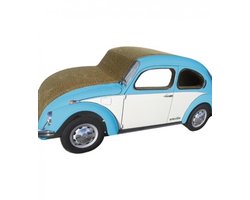 Krabplank: Krabkarton Volkswagen Kever blauw / wit - Beetle - katten krabkarton - krabkarton voor katten - 75 x 29 x 22 cm