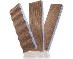Krabkarton voor je kat - Set van 3 kartonnen krabplanken incl. krabgolf design - kattenkrabspeelgoed en krasbescherming voor meubels