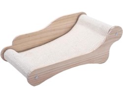 Krabkarton voor katten - Krabplank huisdier - Kattenkrabmeubel - Duurzaam houten ontwerp - 64x38x21.7cm - Beige