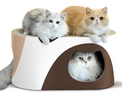 Krabkarton voor katten, ovale krabmat, kattenspeelgoed, krabmeubel, golfkarton, krabplanken kat, 58 x 31 x 30 cm