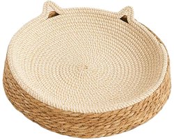 Krabkom voor katten - Rustnestje Zeegras - Meubelbescherming Nagelverzorging - Ademend Geweven Kittenoor - 35x35x10 cm