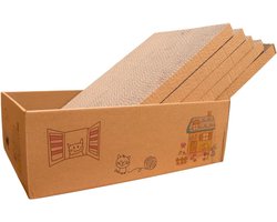 Krabkussentjes voor katten - Krabmatten speelgoed - Binnen krabben spelen - 5 stuks met doos - 43x29x14 cm - Bruin