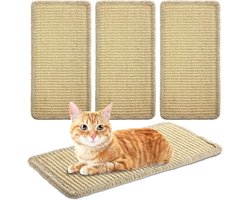 Krabmat 3-delig natuurlijk sisal kattenmat antislip muur hoek - meubels banken - bruin 40 x 20 cm .