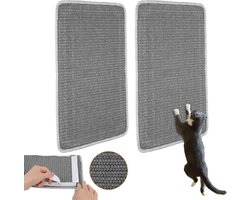 Krabmat sisal - 2-delige kattenkrabmat 50 × 25 cm - grijs