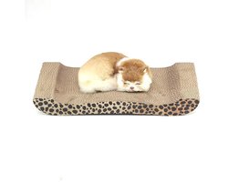 Krabmat voor katten - Gebogen krabpaal - Kattenkrabpaal - Kartonnen kattenspeeltje - 48x26,5x5cm Krabpaal voor katten - Premium getextureerde krabmat voor katten