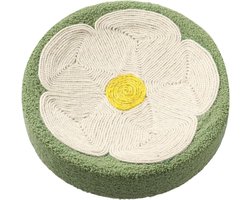 Krabmat: Krabmat voor katten - Kattenkrabpaal rond - Meubels beschermen - Duurzaam sisal materiaal - 45x44x13 cm - Flower Cat