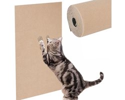 Krabmat voor katten – Zelfklevend – Kattenkleed – 300 x 40 cm – Op maat te knippen – Scheurvast – Ideaal voor vloeren, bankkussens en muren – De perfecte metgezel voor katten – Khaki