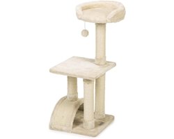 Krabpaal: Krabmeubel Kat - Krabpaal - Katten Verzorgen - Zacht Pluche Nest - 35 x 35 x 82 cm - Lichtbeige