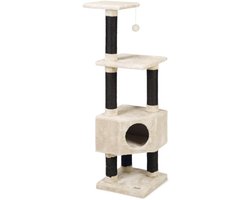 Krabmeubel - Kattenboom - Spelen en rusten - Met slaapholte - 135 cm hoog - Lichtbeige