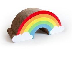 Krabmeubel Regenboog voor Katten – Stevige Kartonnen Krabplank – 47 x 18 x 18,7 cm - Duurzaam Golfkarton – Kleurrijk Design