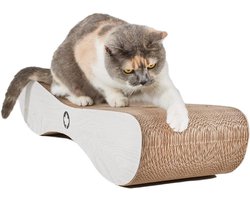 Krabplank: Krabmeubel Satelliet - Krabplank Karton - Katten Verzorgen - Ergonomische Vorm - 76 x 24 x 15 cm - Lichtgrijs