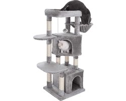 krabpaal 120 cm - stabiele Kattenboom - Kattenhuis lichtgrijs