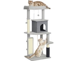 Krabpaal: Krabpaal 132 cm – Kattenboom met Katten Cave voor Katten tot 6 kg – Lichtgrijs