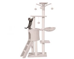 Krabpaal 140 cm Krabpaal met Plateaus Krabpaal Kattenmeubels Klimboom Activiteitenboom Beige