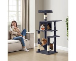 Krabpaal – 143 cm – Hoge Kattenboom – Met Grot en Hangmat – Robuust