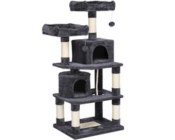 Krabpaal 145 cm Donkergrijs met 2 Huisjes en Ligplekken