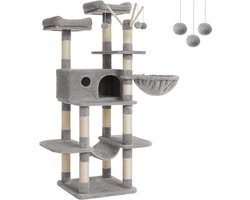 Krabpaal 164 cm Lichtgrijs PCT087W01 - XXL Kattenboom met Krabpaal