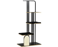 Krabpaal 170cm groot met kussen, krabplank, 3 plateaus, kattenmeubel van staal in zwart