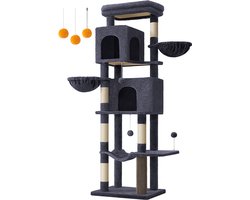 Krabpaal 175 cm hoog XL – Met 2 grotten donkergrijs