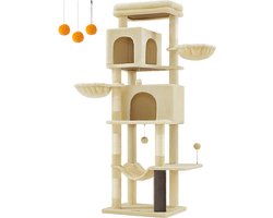 Krabpaal 175 cm hoog XL – Met 2 holten – zandbeige