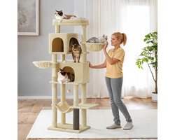 Krabpaal – 175 cm – Kattenboom – Meerdere Verdiepingen – 2 Grotten – Comfort