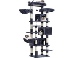 Krabpaal: Krabpaal, 188 cm kattenboom, XXL klimboom met 2 groot platform, 3 holletjes, 2 manden, pluche ballen en sisal krabbomen, meerlaagse kattenkrabpaal