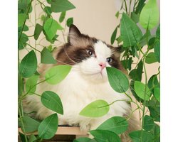 Krabpaal 190 Cm Boomvorm Met 4 Platformen En Kattenhol - Afneembare Bladeren - Waterbestendig - Beige