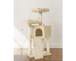 krabpaal - 2 Plateaus - 115 cm - krabplank - Beige