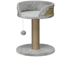 Krabpaal: Krabpaal 40 × 40 × 49 cm Grijs Spaanplaat Kattenboom, kattenhuis en kattenklimrek, stabiel en duurzaam, praktisch en stijlvol, gemakkelijk schoon te maken, geschikt voor katten tot 4 kg
