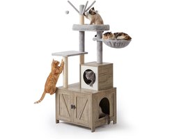 Krabpaal - 60x150x49 cm - lichtbruin-wit - met kraboppervlak - met ligplatform